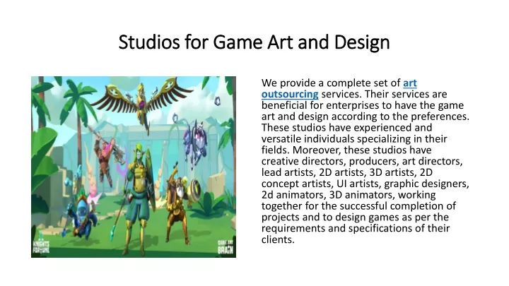 studios for game art and design