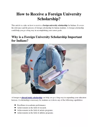 How to Receive a Foreign University Scholarship?