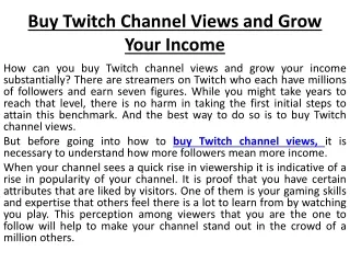 buy twitch channel views and grow your income