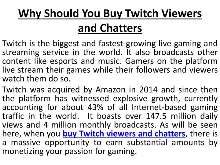 why should you buy twitch viewers and chatters