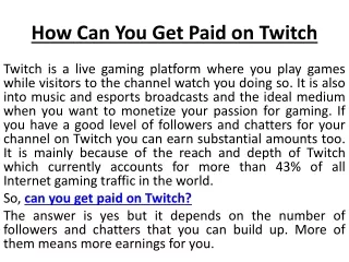 can you get paid on Twitch