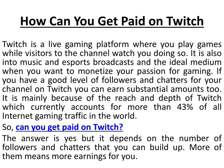 how can you get paid on twitch