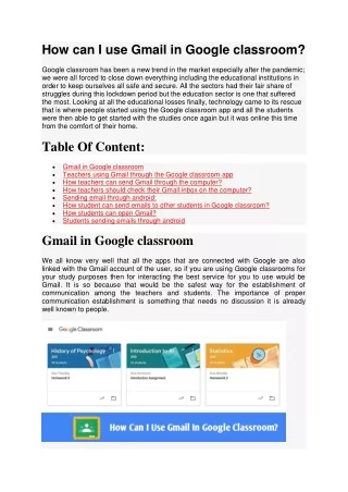 how can i use gmail in google classroom