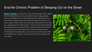 end the chronic problem of sleeping out on the street
