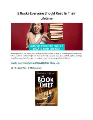 8 books everyone should read in their 8 books