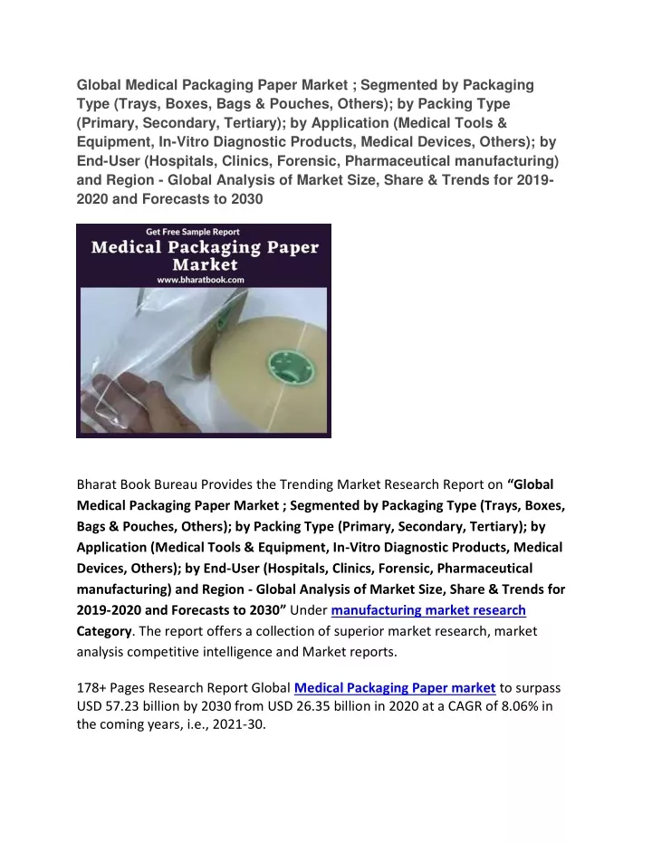 global medical packaging paper market segmented