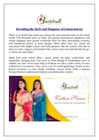 Decoding the Style and Elegance of Cotton Sarees