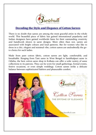 decoding the style and elegance of cotton sarees