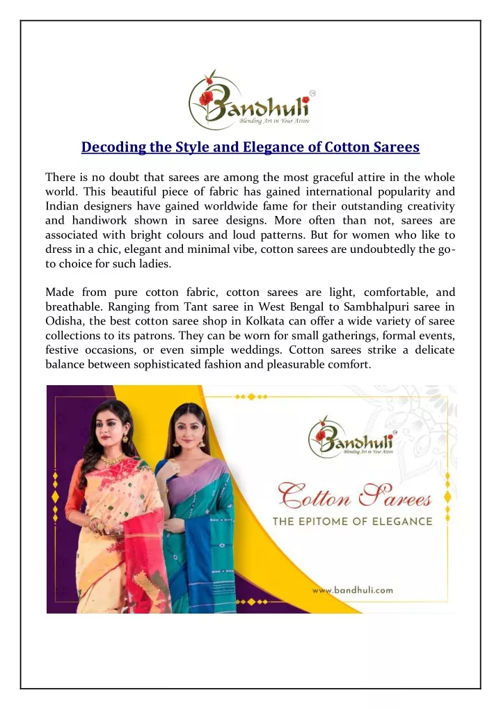 decoding the style and elegance of cotton sarees