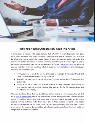 why you need a chiropractor read this article