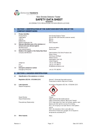 solo smoke detector tester safety data sheet