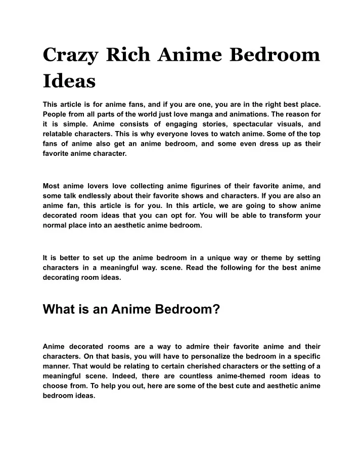 crazy rich anime bedroom ideas