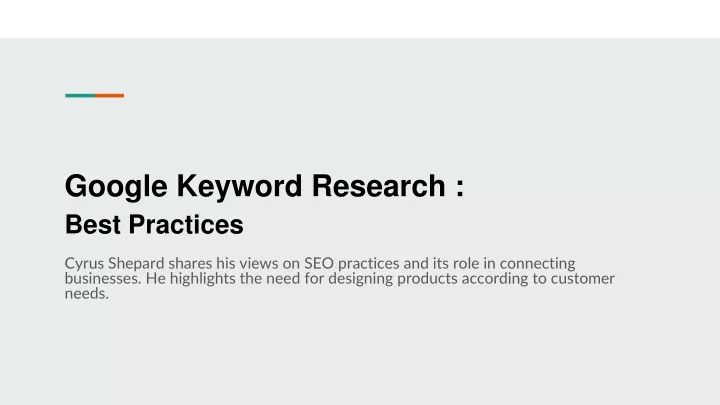 google keyword research best practices