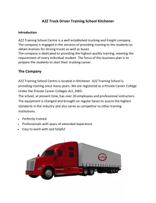 A2Z Truck Driver Training School Kitchener