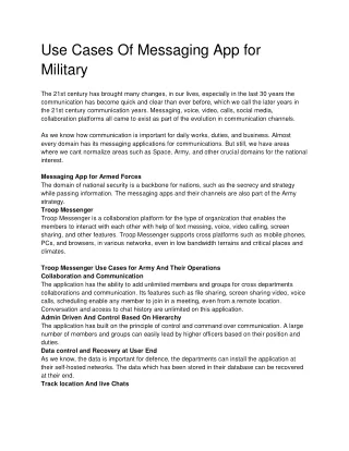 Use Cases Of Messaging App for Military