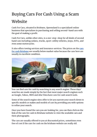 Buying Cars For Cash Using a Scam Website