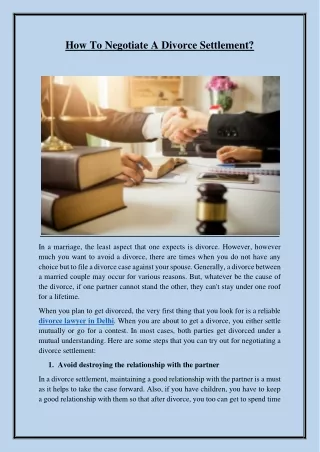 How To Negotiate A Divorce Settlement
