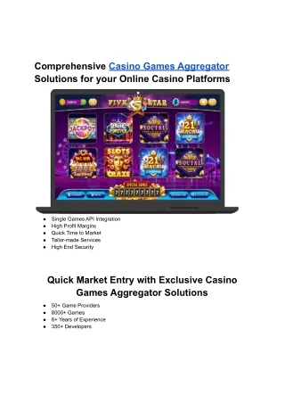 comprehensive casino games aggregator solutions