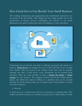 How Cloud Server Can Benefit Your Small Business