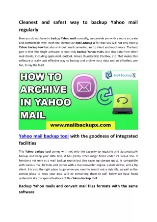 cleanest and safest way to backup yahoo mail