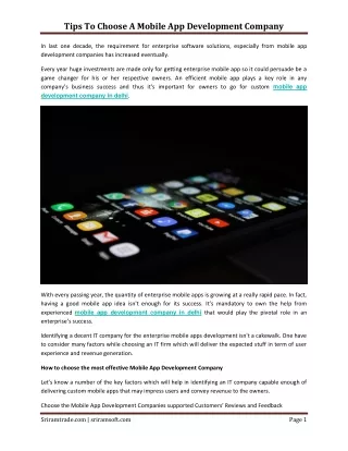 tips to choose a mobile app development company