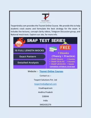 Tissnet Online Courses | Tespertindia.com