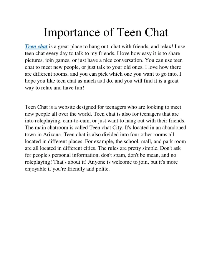 importance of teen chat