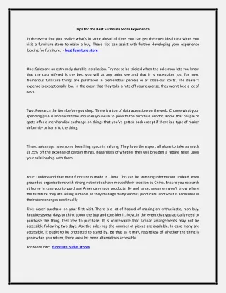 tips for the best furniture store experience