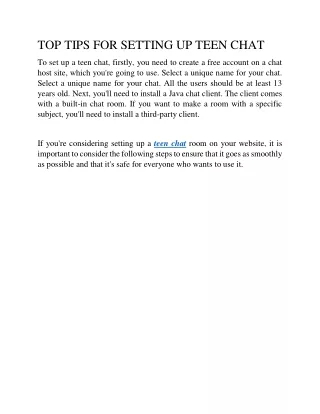 Top Tips for Setting up Teen Chat