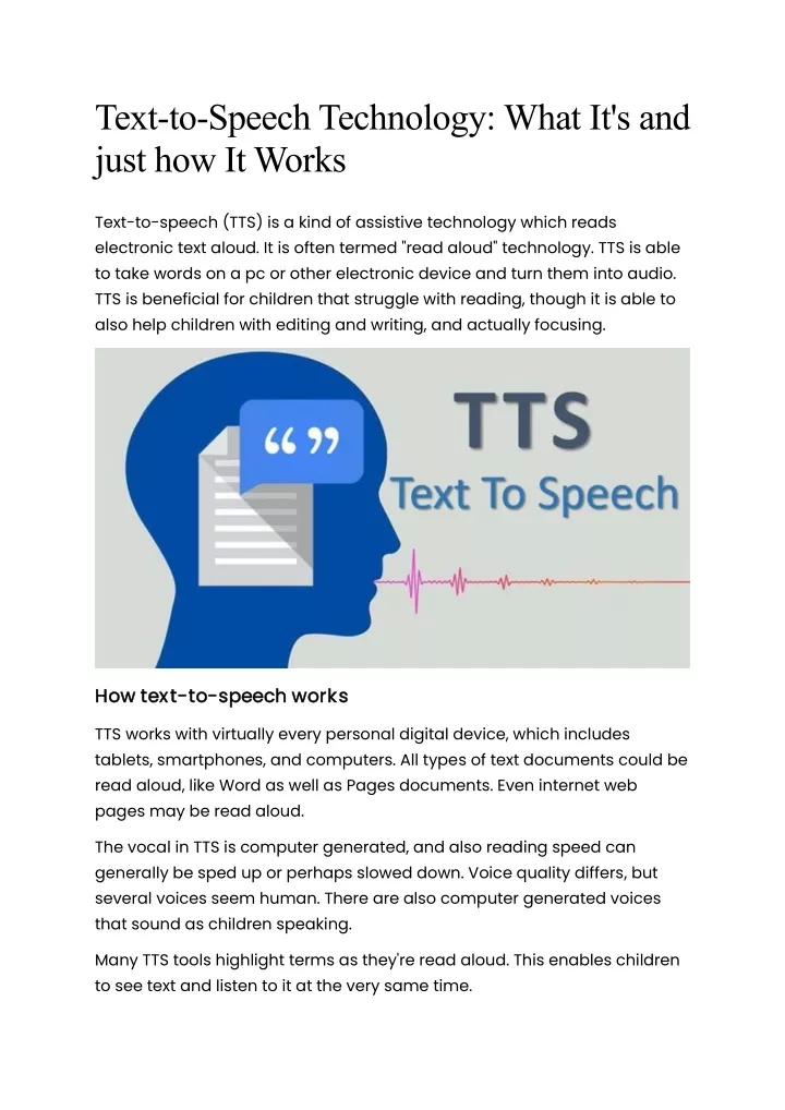 PPT - Text-to-Speech Technology - What It's and just how It Works ...