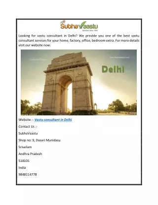 Vastu Consultant In Delhi Subhavaastu.Com