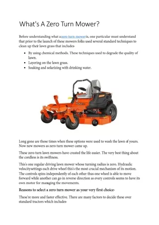 What's A Zero Turn Mower