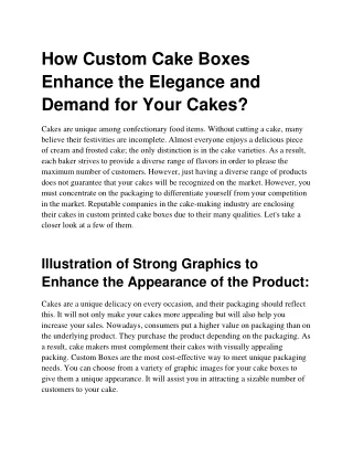 how custom cake boxes enhance the elegance