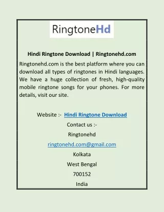 Hindi Ringtone Download | Ringtonehd.com