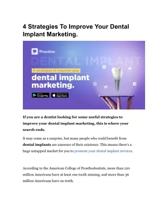 4 Strategies To Improve Your Dental Implant Marketing
