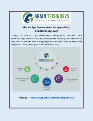 Hire Ios App Development Company Usa | Braintechnosys.com