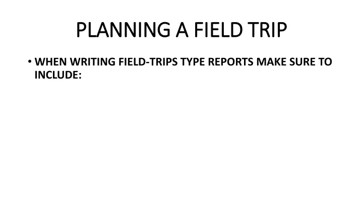 planning a field trip