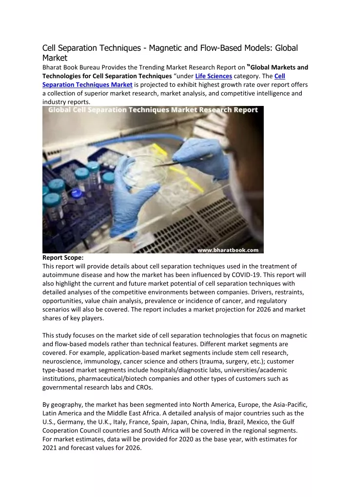 cell separation techniques magnetic and flow