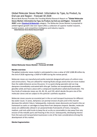 global molecular sieves market information