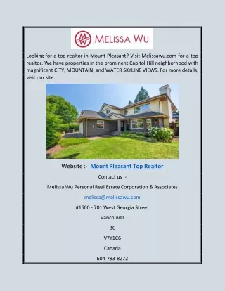 Mount Pleasant Top Realtor | Melissawu.com