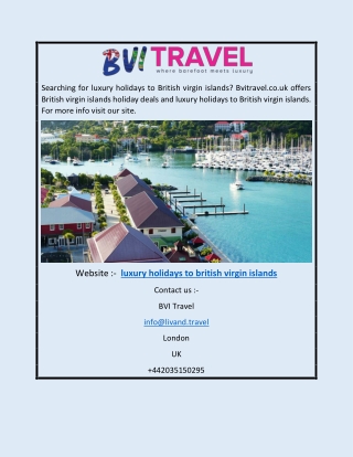 Luxury Holidays to British Virgin Islands | Bvitravel.co.uk