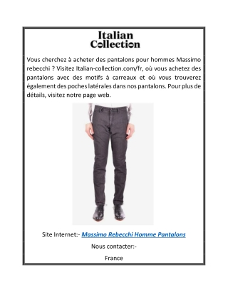 Massimo Rebecchi Homme Pantalons  Italian-collection.comfr