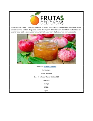 Puree Concentrate | Frutasdelicadas.com
