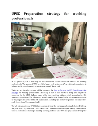 upsc preparation strategy for working