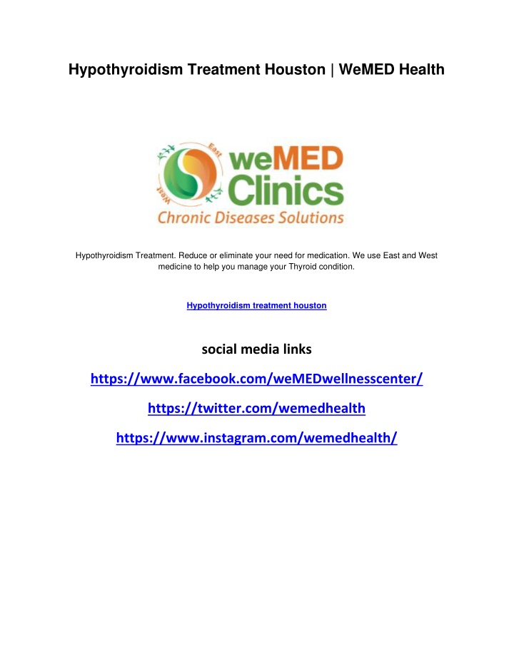 hypothyroidism treatment houston wemed health