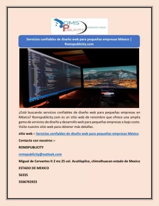Servicios confiables de diseño web para pequeñas empresas México | Romspublicit