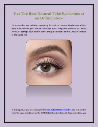 Get The Best Natural Fake Eyelashes At An Online Store
