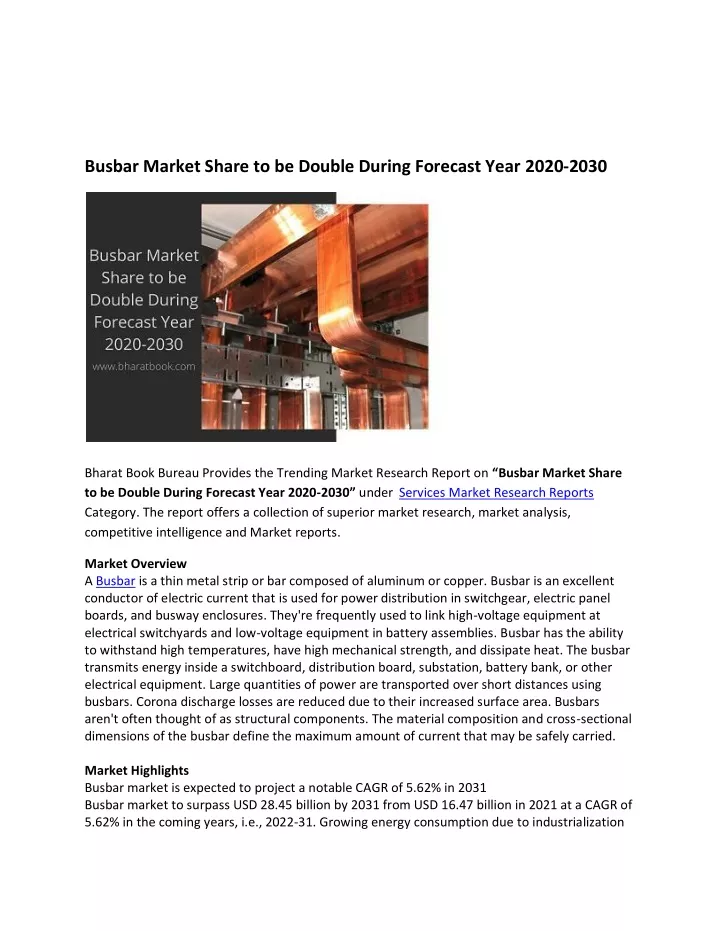 busbar market share to be double during forecast