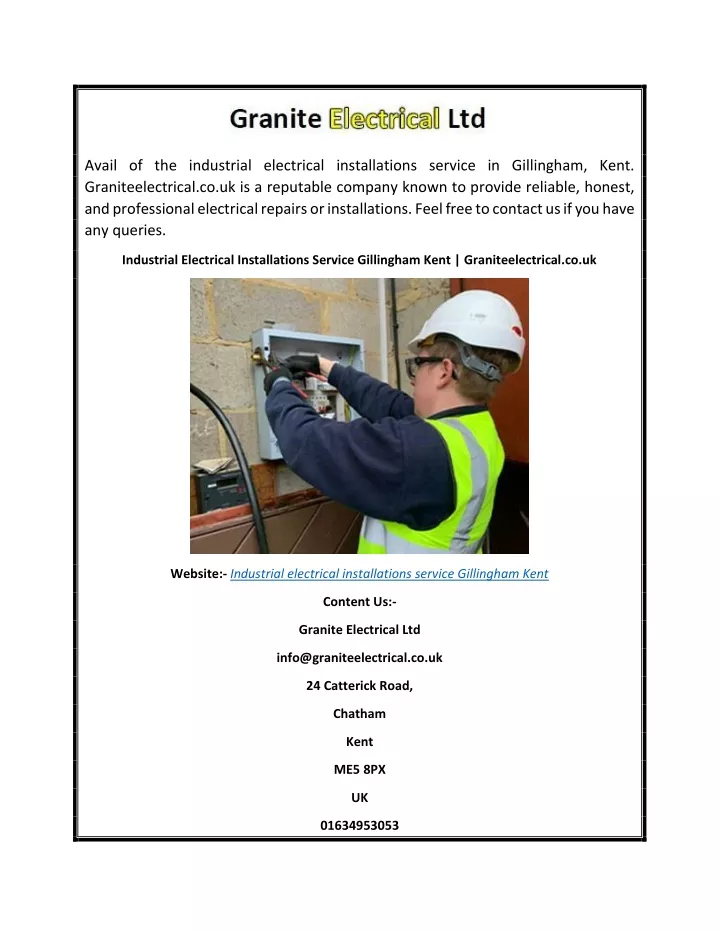 avail of the industrial electrical installations