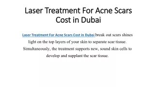 Laser Treatment For Acne Scars Cost in Dubai